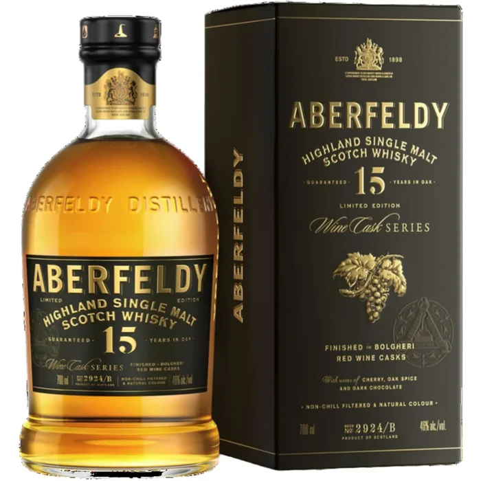 Aberfeldy 15 Year Old Single Malt Scotch Whiskey – Bolgheri Red Wine Cask Finish Wine Cask Series