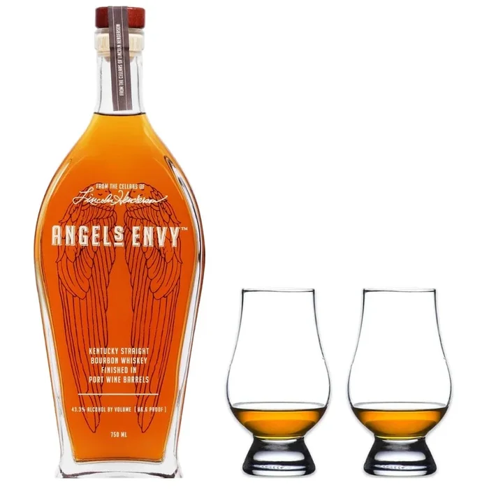 Angel’s Envy Bourbon & Glencairn Whiskey Glass Set