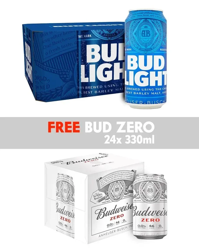Bud Light Lager Beer Multipack, 24 x 568 ml + FREE BUDWEISER 0.0% 24 x 330 ml