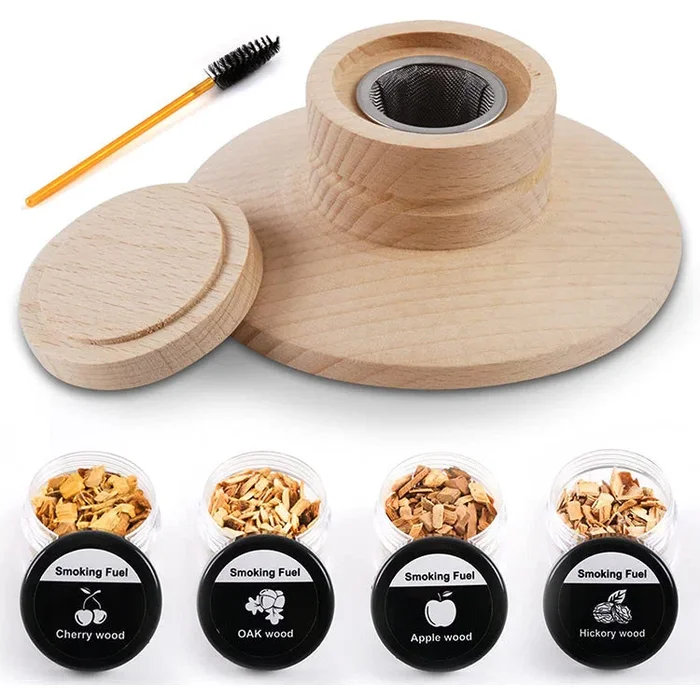 Cocktail Smoker Kit with Cocktail Smoke Top and 4 Different Wood Chips