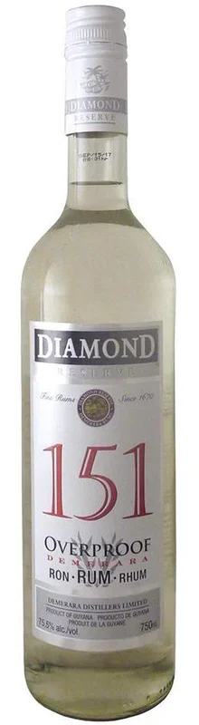 Diamond Reserve Overproof White Demerara Rum 151 Proof 750ml