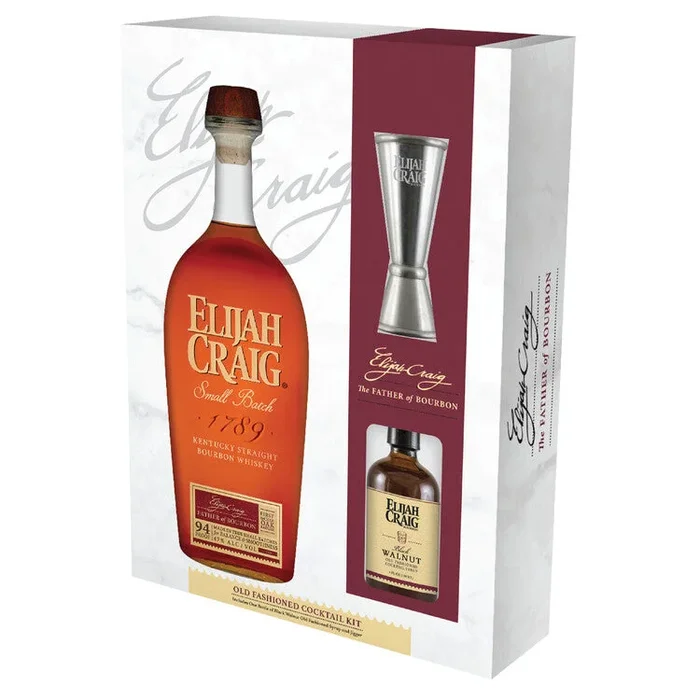 Elijah Craig Straight Bourbon Small Batch 94 W/ Ec Jigger & Gents Old Fashioned Cockail Syrup