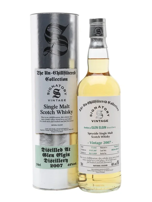 Glen Elgin 2007-2020 Signatory Vintage 13 Year Old Speyside Single Malt Scotch Whisky | 700ML