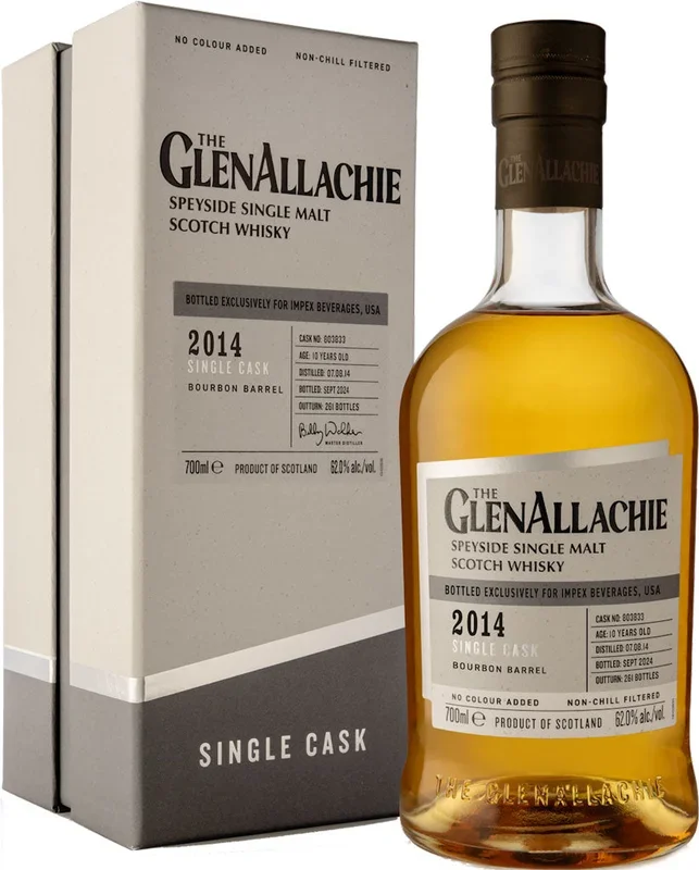 Glenallachie 10 Year Old Single Cask Finish Bourbon Barrel Single Malt Whisky 2014 700ml