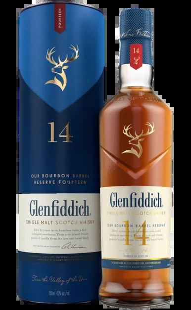 GLENFIDDICH SCOTCH SINGLE MALT BOURBON BARREL RESERVE 14YR 750ML
