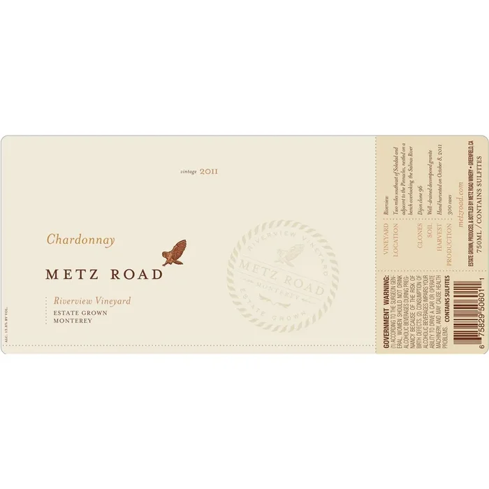 Metz Road Monterey Riverview Vineyard Chardonnay 750ml