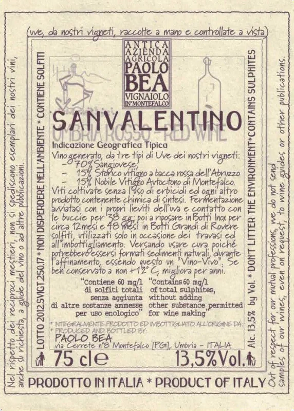 Paolo Bea Umbria Rosso Vigna San Valentino – 2019 (750ml)