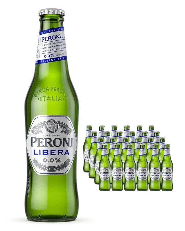 Peroni Nastro Azzurro Libera 0.0 Alcohol Free Lager Beer Bottle Multipack, 24 x 330 ml