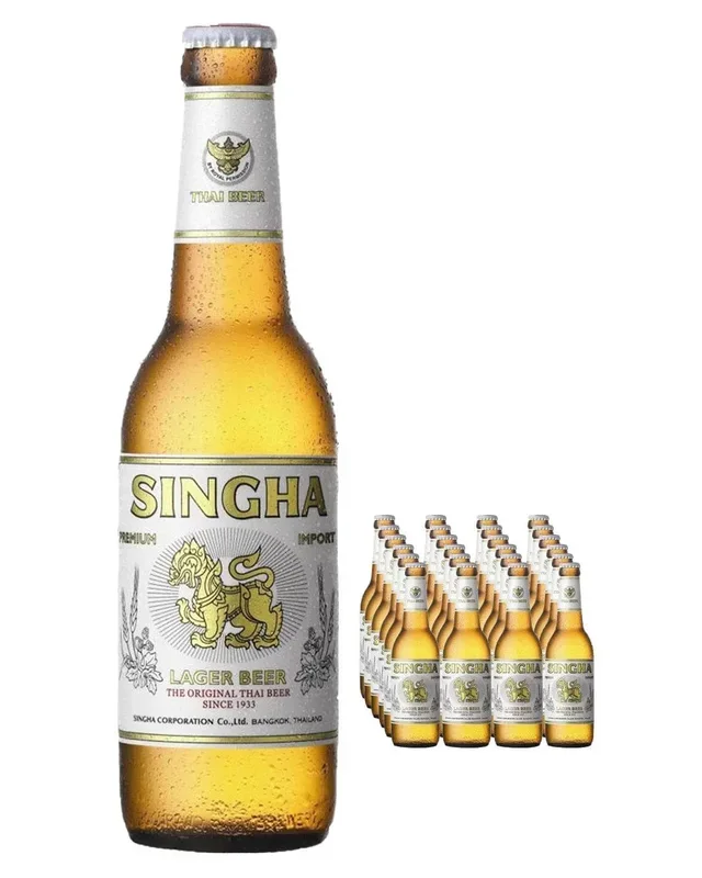 Singha Premium Thai Lager Beer Bottle, 24 x 330 ml